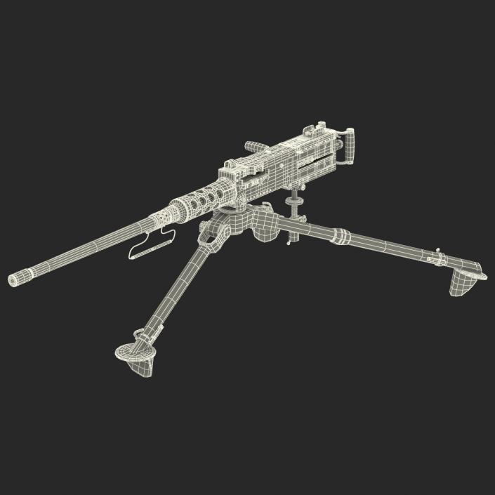 Machine Gun Browning M2 on an M3 Tripod 3D model