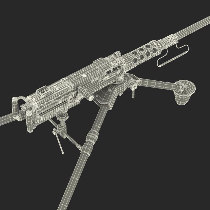 Machine Gun Browning M2 on an M3 Tripod 3D model