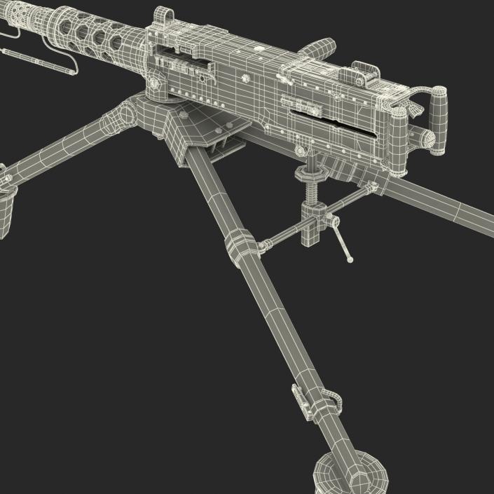 Machine Gun Browning M2 on an M3 Tripod 3D model