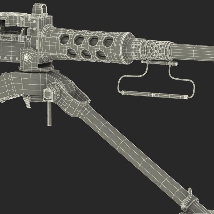 Machine Gun Browning M2 on an M3 Tripod 3D model