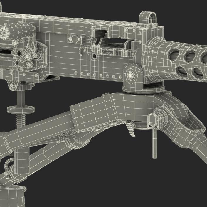 Machine Gun Browning M2 on an M3 Tripod 3D model