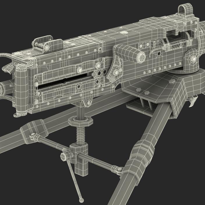 Machine Gun Browning M2 on an M3 Tripod 3D model