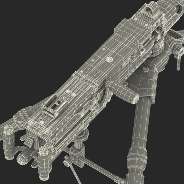 Machine Gun Browning M2 on an M3 Tripod 3D model