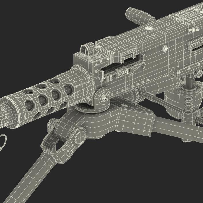 Machine Gun Browning M2 on an M3 Tripod 3D model