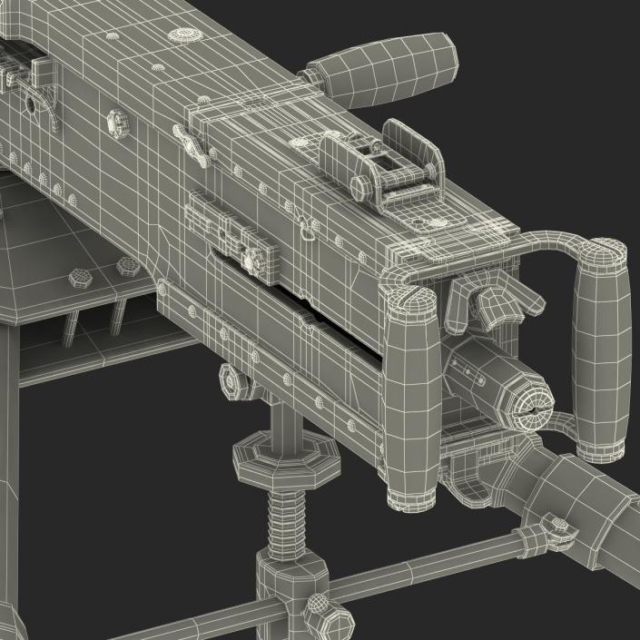 Machine Gun Browning M2 on an M3 Tripod 3D model