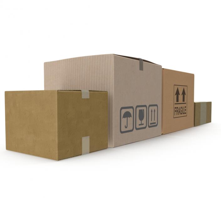 3D Cardboard Boxes Collection