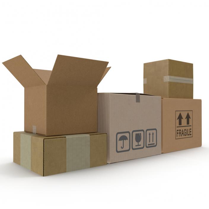 3D Cardboard Boxes Collection 2 model