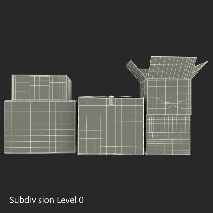 3D Cardboard Boxes Collection 2 model