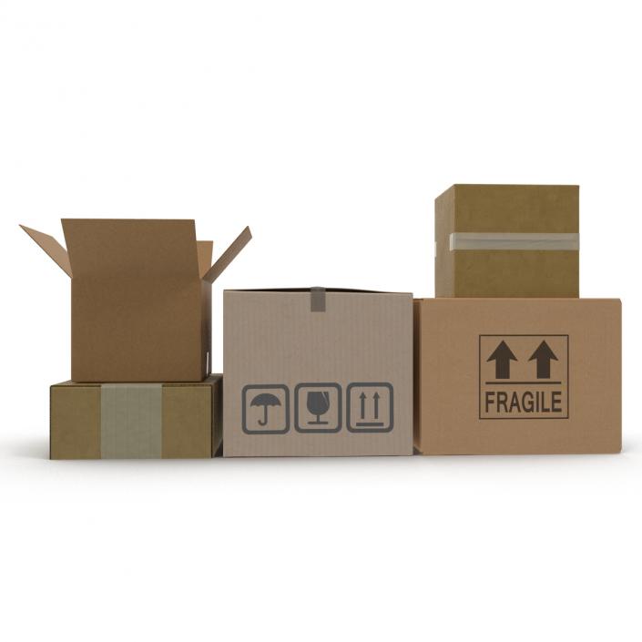 3D Cardboard Boxes Collection 2 model