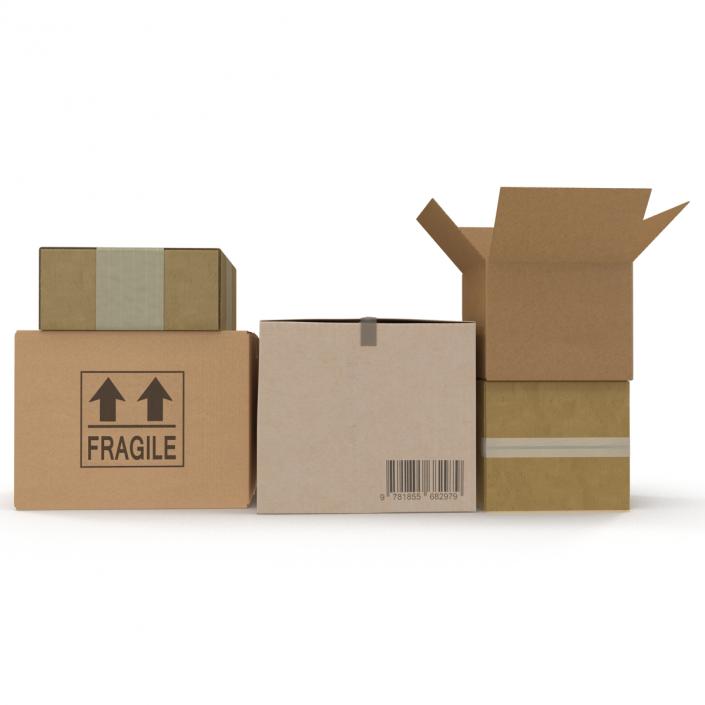 3D Cardboard Boxes Collection 2 model