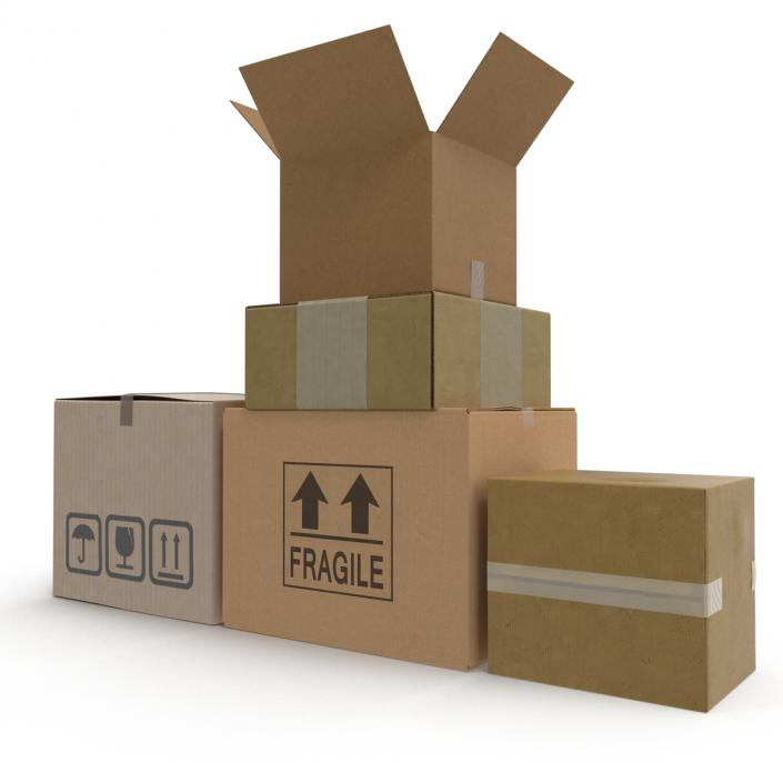 3D Cardboard Boxes Collection 2 model