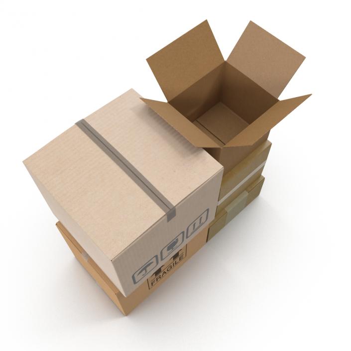 3D Cardboard Boxes Collection 2 model