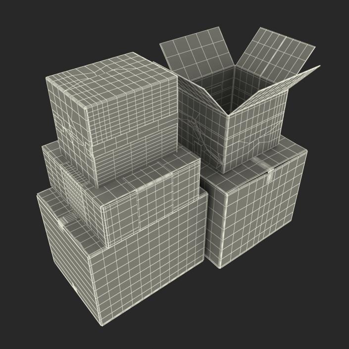 3D Cardboard Boxes Collection 2 model