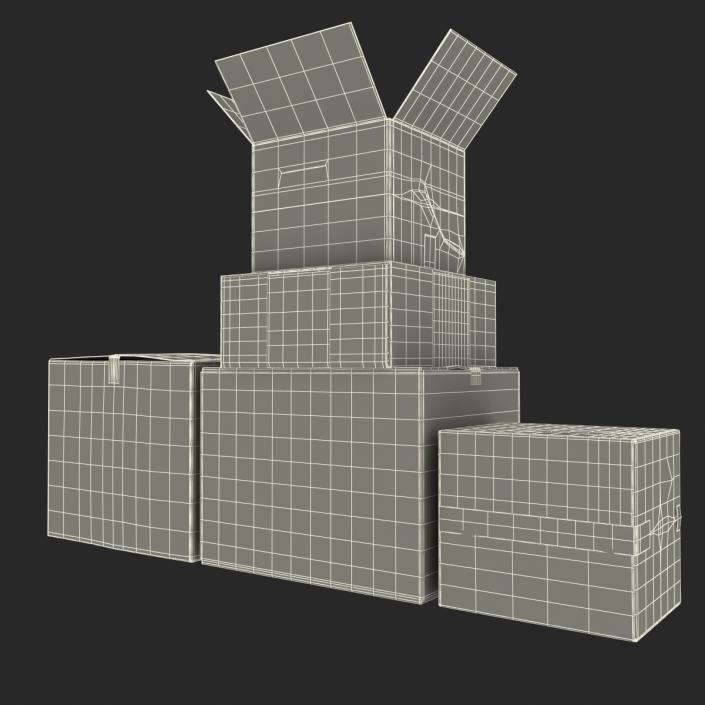 3D Cardboard Boxes Collection 2 model