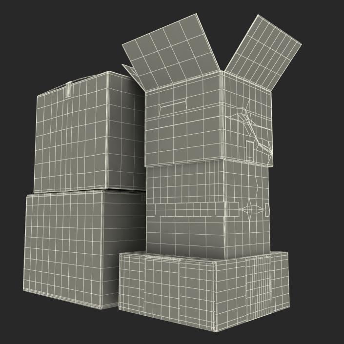 3D Cardboard Boxes Collection 2 model