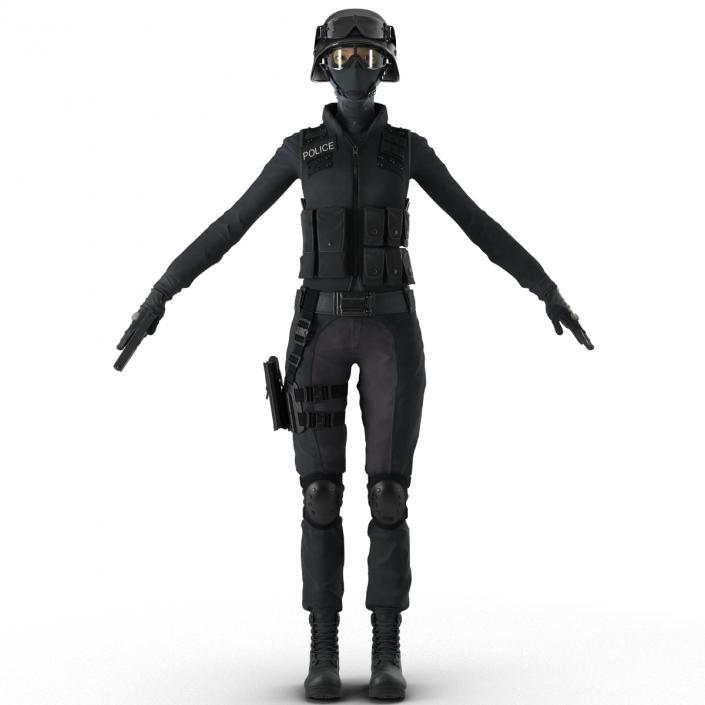 3D SWAT Woman Asian Rigged model