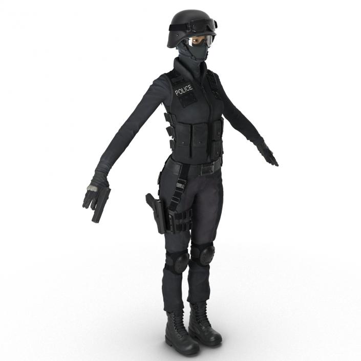 3D SWAT Woman Asian Rigged model