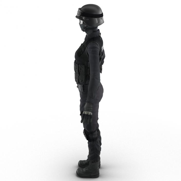 3D SWAT Woman Asian Rigged model