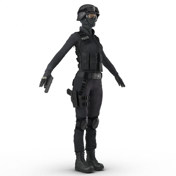 3D SWAT Woman Asian Rigged model