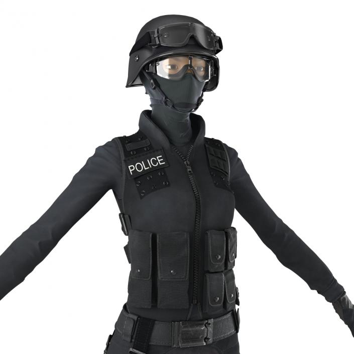 3D SWAT Woman Asian Rigged model