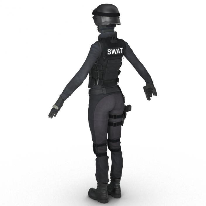 3D SWAT Woman Asian Rigged model