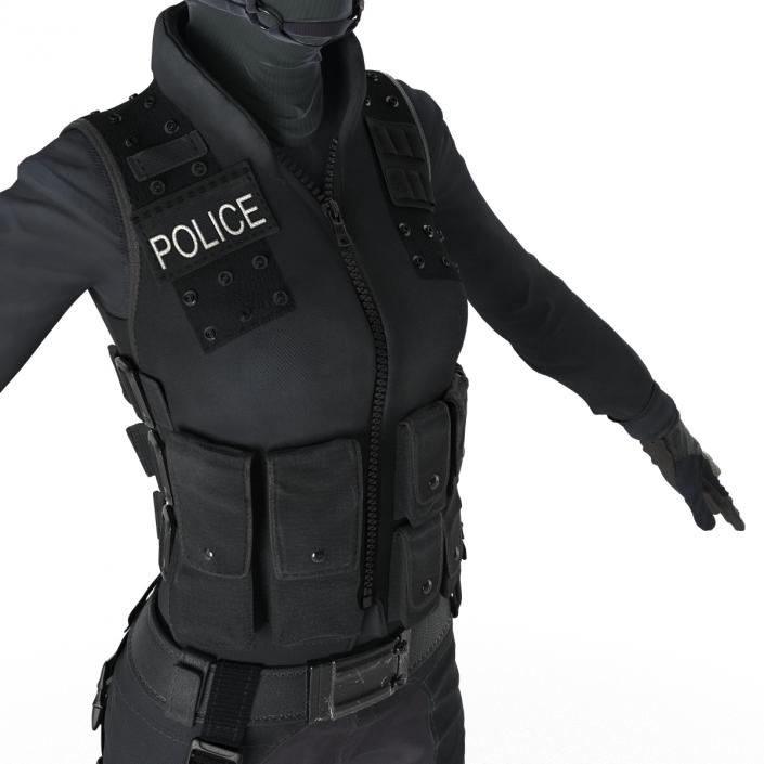 3D SWAT Woman Asian Rigged model