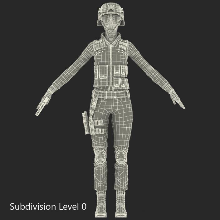 3D SWAT Woman Asian Rigged model