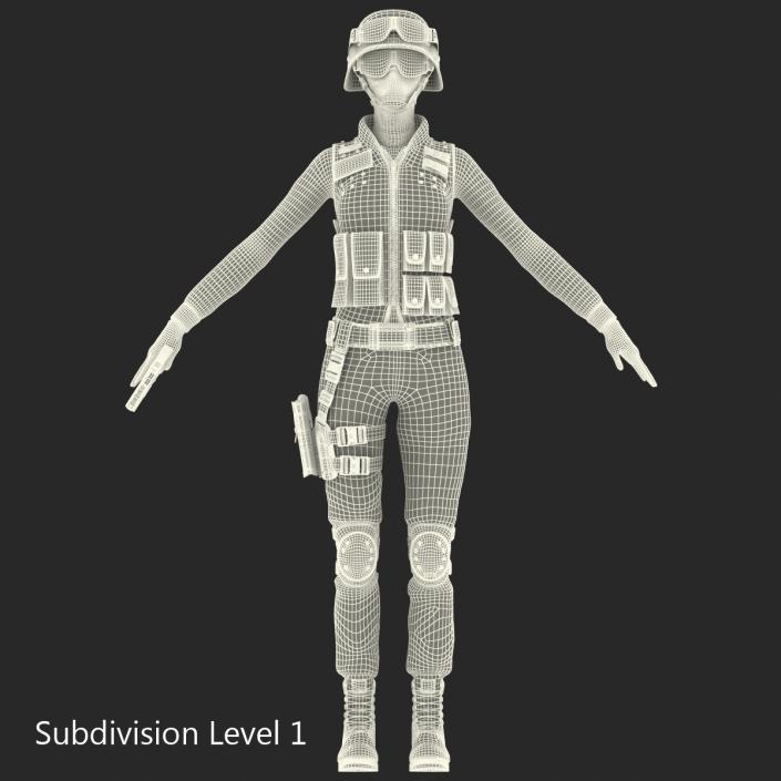 3D SWAT Woman Asian Rigged model