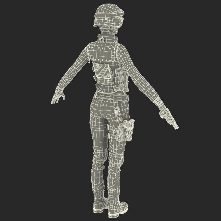 3D SWAT Woman Asian Rigged model