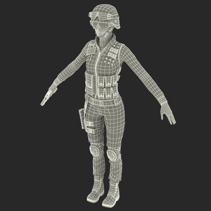 3D SWAT Woman Asian Rigged model