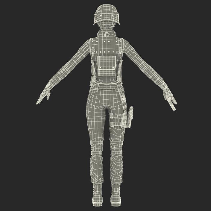 3D SWAT Woman Asian Rigged model