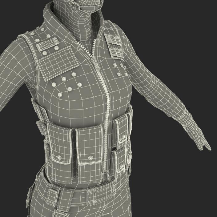 3D SWAT Woman Asian Rigged model