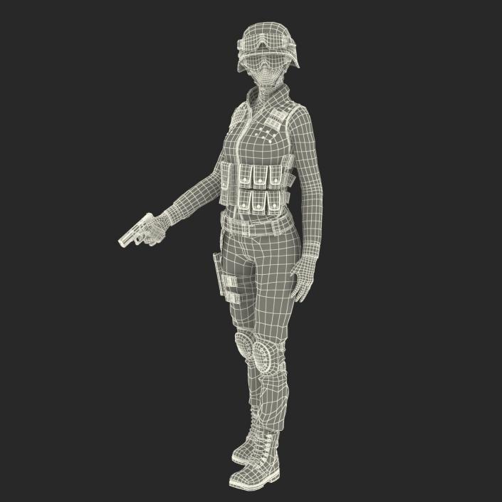 3D SWAT Woman Asian Rigged model