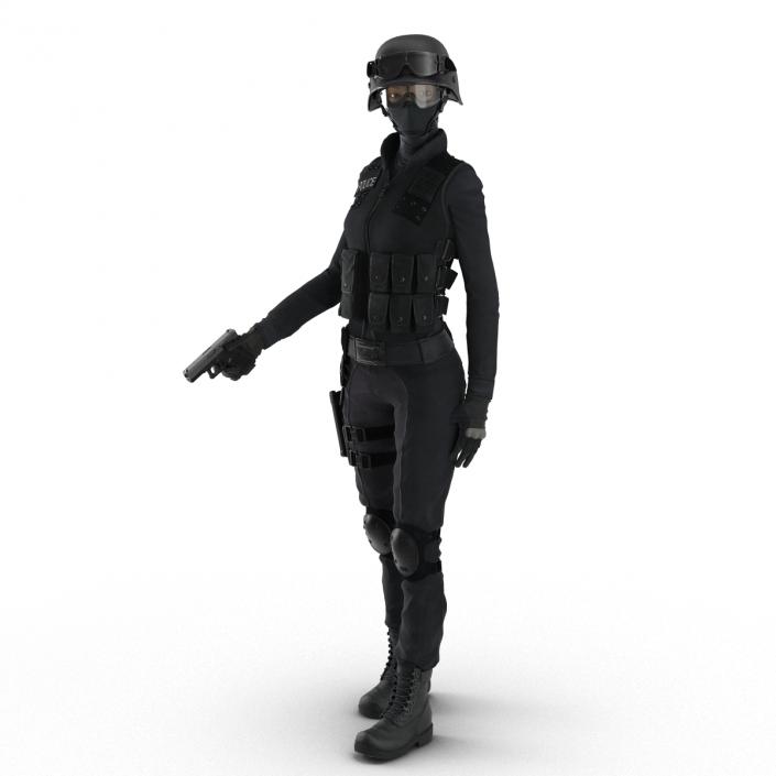 3D SWAT Woman Asian Rigged model