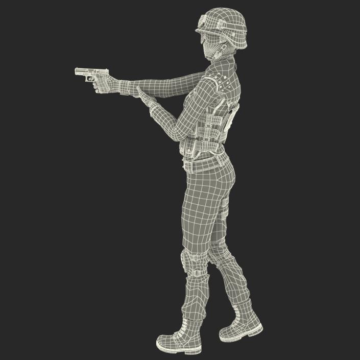 3D SWAT Woman Asian Rigged model