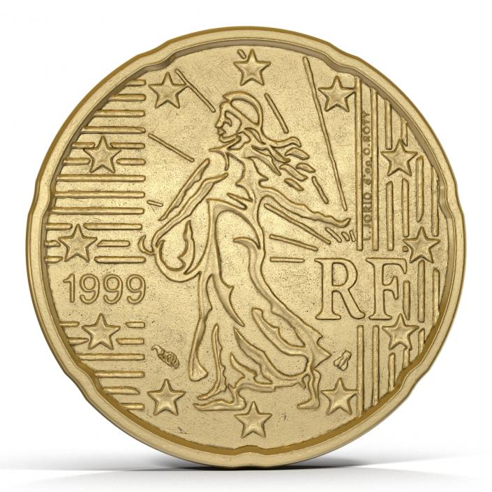 French Euro Coin 20 Cent 3D model