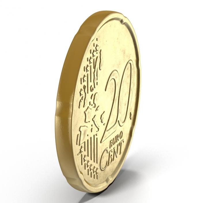 French Euro Coin 20 Cent 3D model