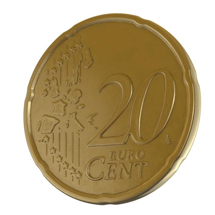 French Euro Coin 20 Cent 3D model