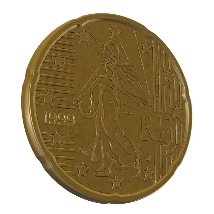 French Euro Coin 20 Cent 3D model