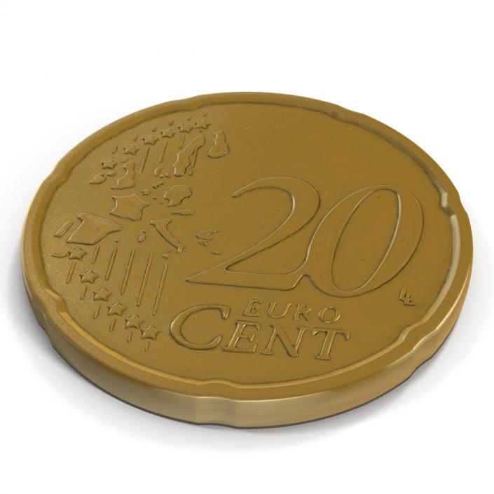 French Euro Coin 20 Cent 3D model