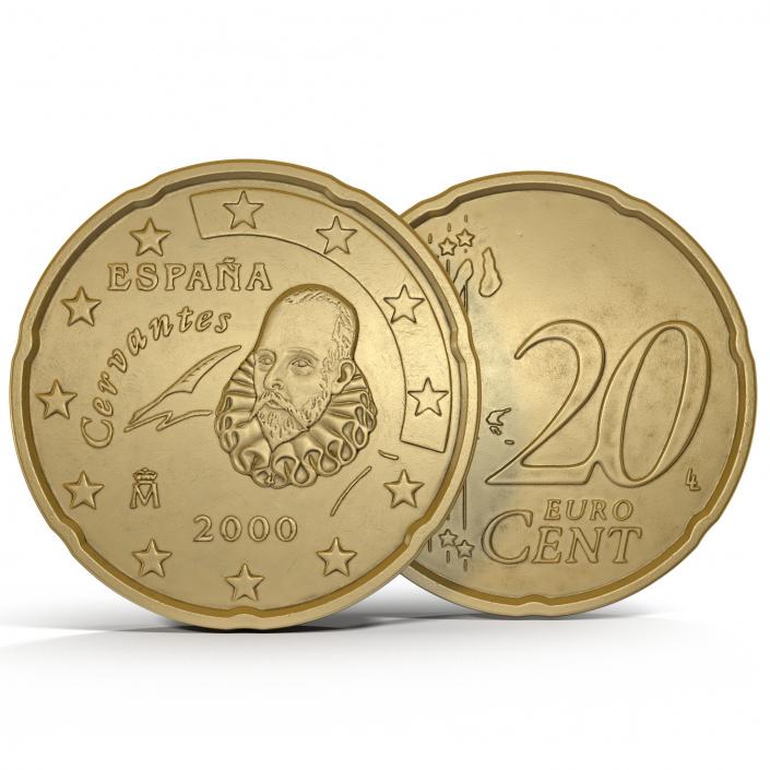 3D Spain Euro Coin 20 Cent model