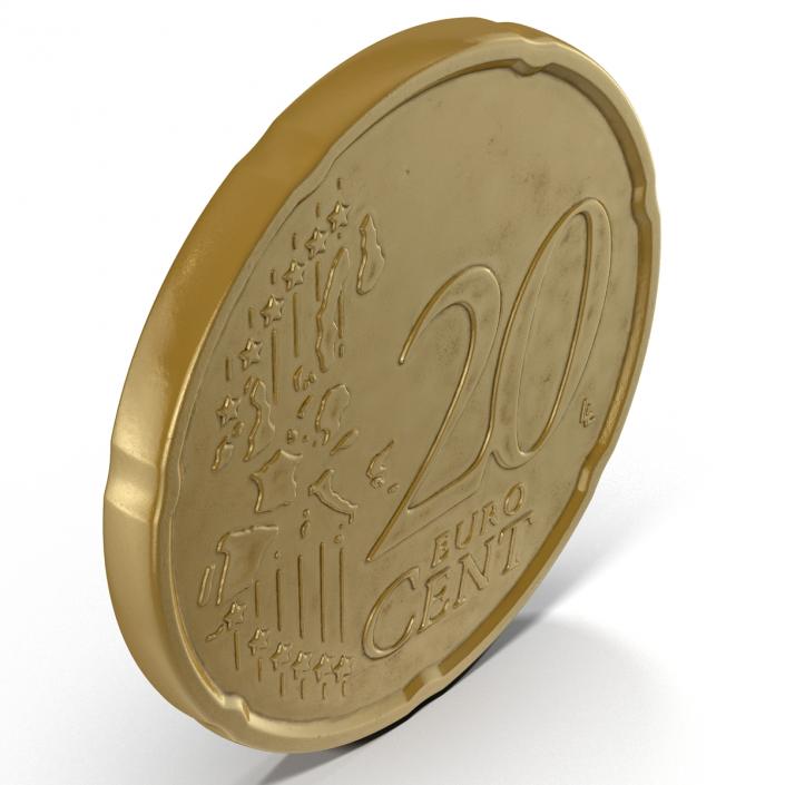 3D Spain Euro Coin 20 Cent model