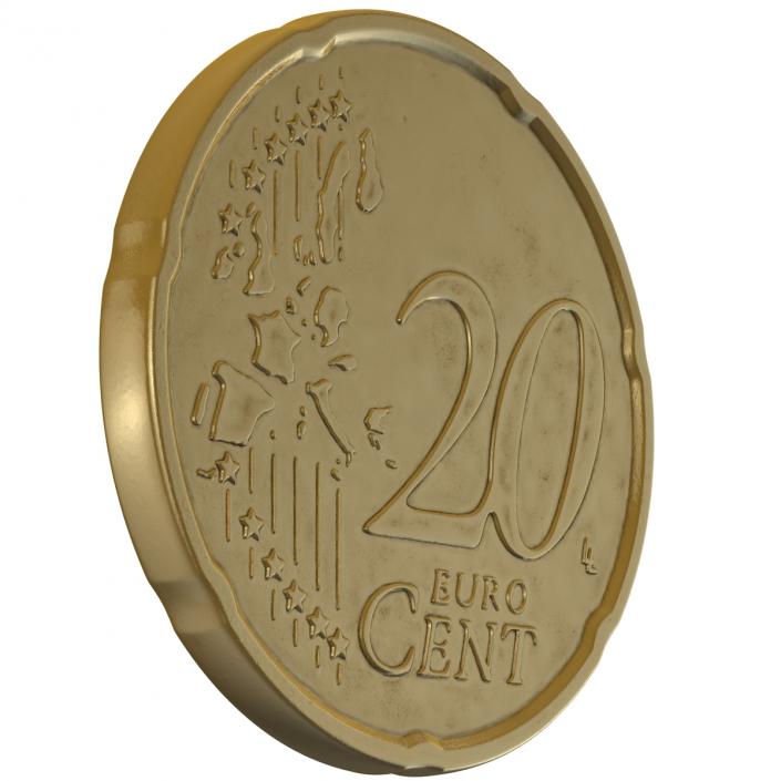 3D Spain Euro Coin 20 Cent model