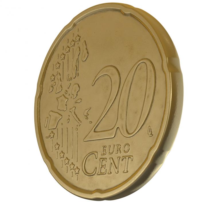 3D Spain Euro Coin 20 Cent model