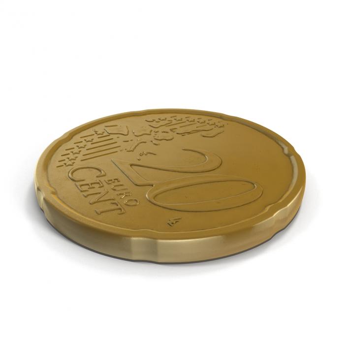 3D Spain Euro Coin 20 Cent model