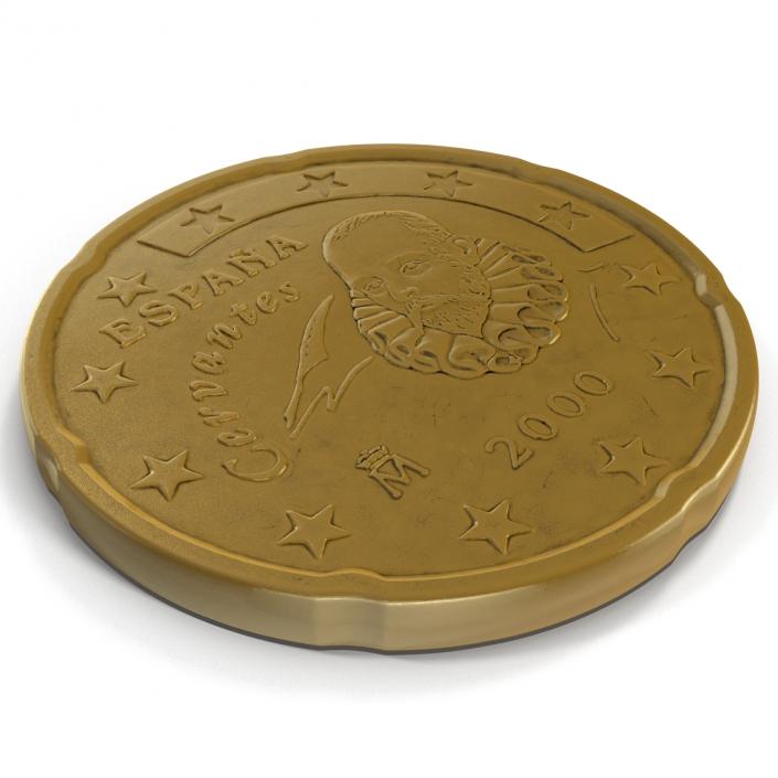 3D Spain Euro Coin 20 Cent model