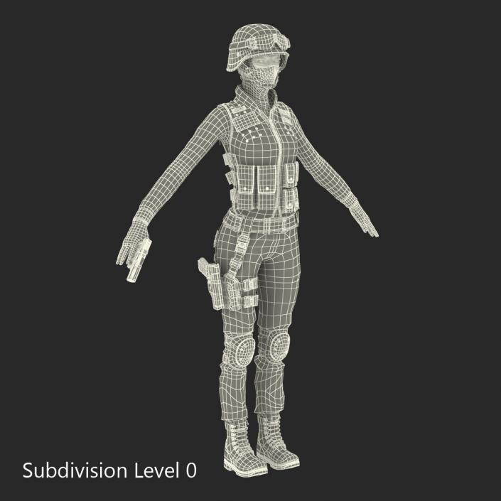 SWAT Indian Woman Rigged 3D model