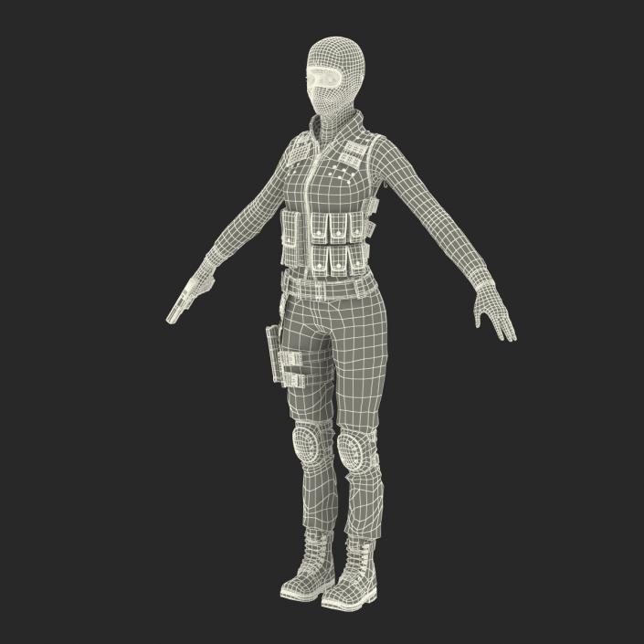 SWAT Indian Woman Rigged 3D model