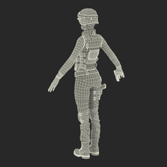 SWAT Indian Woman Rigged 3D model