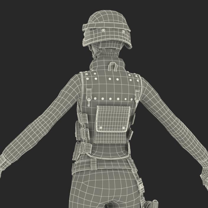 SWAT Indian Woman Rigged 3D model